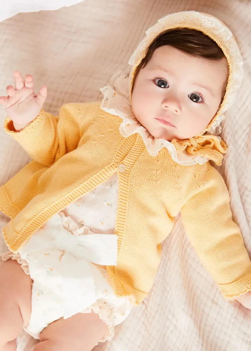 Knitwear & Cardigans | Pepa London Openwork Detail Cotton Baby Cardigan in Tangerine (1-12mths)