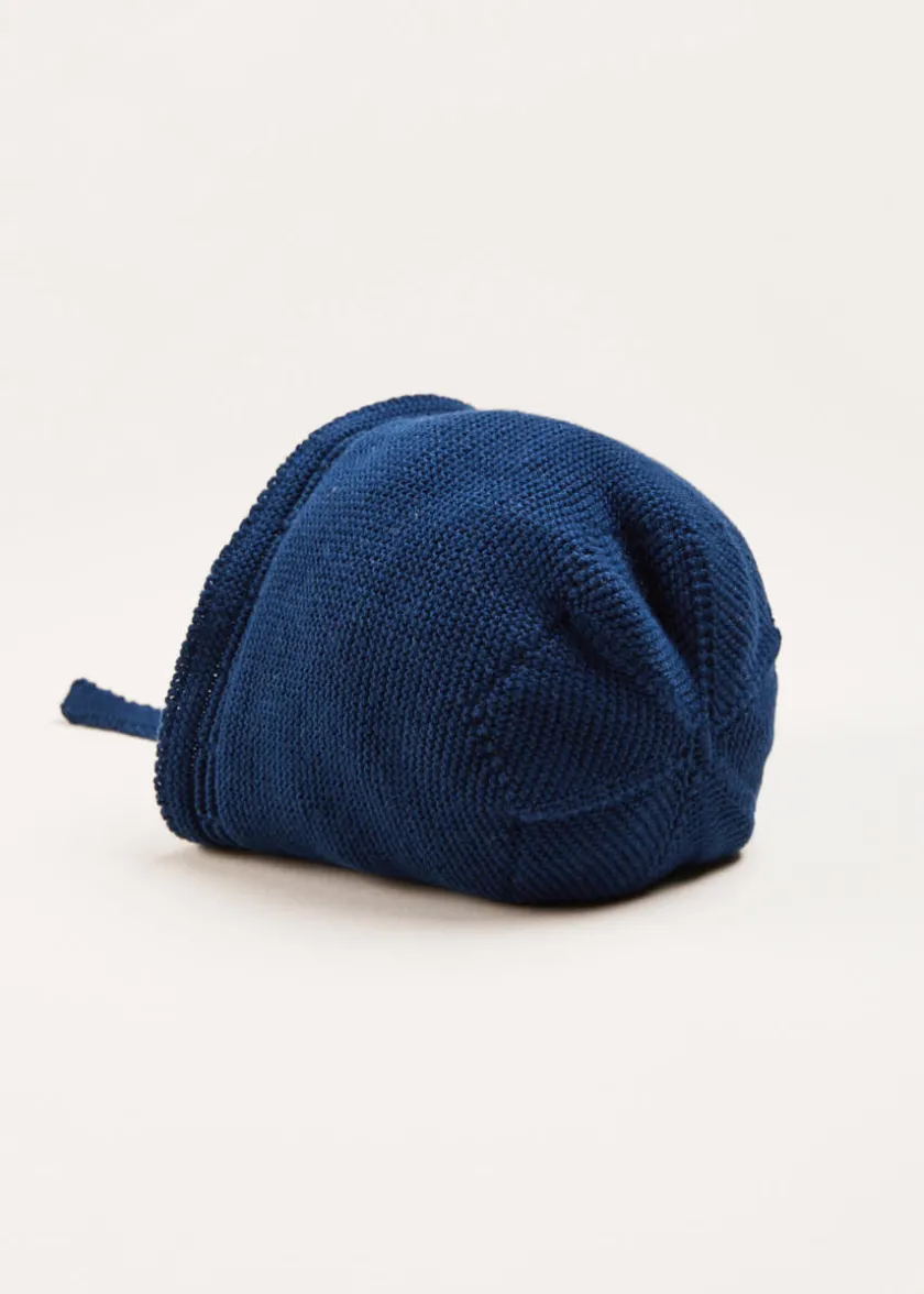 Bonnets & Booties | Knitwear & Cardigans | Pepa London Openwork Knitted Bonnet in Navy (S-L)