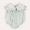 Dungarees & Rompers | Rompers | Pepa London Pembridge Striped Plane Embroidery Short Sleeve Romper in Green (3mths-2yrs)