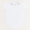 Tops & Bodysuits | Bodysuits & Baby Grows | Pepa London Peter Pan Collar Duck Embroidery Short Sleeve Bodysuit in White (3mths-2yrs)
