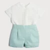 Two-piece Sets | Two-piece Sets | Pepa London Peter Pan Collar Linen Two Piece Set in Teal (3mths-5yrs)