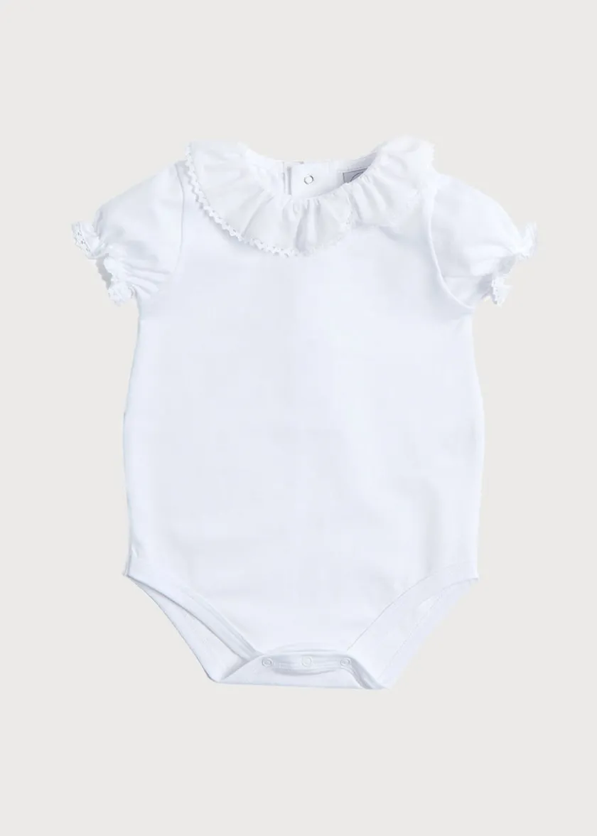 Tops & Bodysuits | Bodysuits & Baby Grows | Pepa London Piculina Trim Cotton Bodysuit in White (1mths-3yrs)
