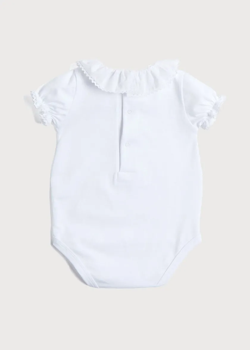 Tops & Bodysuits | Bodysuits & Baby Grows | Pepa London Piculina Trim Cotton Bodysuit in White (1mths-3yrs)