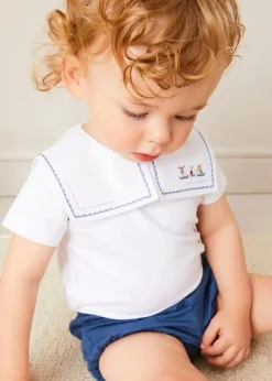 Bloomers, Shorts & Trousers | Bloomers & Pants | Pepa London Plain Button Detail Bloomers in Blue (3mths-3yrs)
