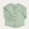 Tops & Shirts | Shirts | Pepa London Plain Mao Collar Long Sleeve Shirt in Green (12mths-10yrs)