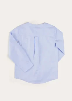 Tops & Shirts | Pepa London Plain Mao Collar Long Sleeve Shirt in Blue (4-10yrs)