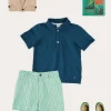 Lookbooks | Pepa London Plain Short Sleeve Polo Shirt in Navy (2-10yrs) | Cheyne Striped Pocket Detail Shorts in Green (4-10yrs) | Safari Button Detail Cardigan in Camel (4-10yrs) | Canvas Lace Up Plimsols in Green (23-35EU) | Peter Pan Book