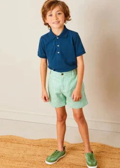 Lookbooks | Pepa London Plain Short Sleeve Polo Shirt in Navy (2-10yrs) | Cheyne Striped Pocket Detail Shorts in Green (4-10yrs) | Safari Button Detail Cardigan in Camel (4-10yrs) | Canvas Lace Up Plimsols in Green (23-35EU) | Peter Pan Book