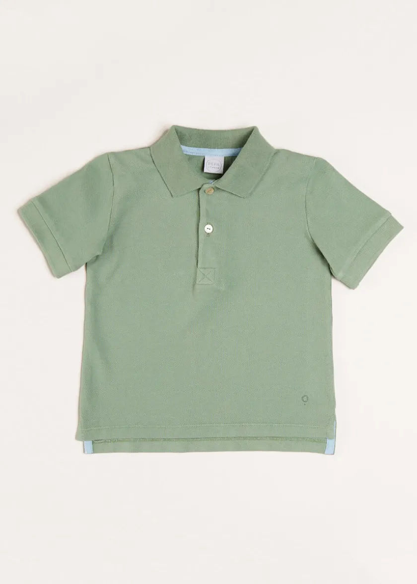 Swimwear | Tops & Shirts | Pepa London Plain Short Sleeve Polo Top in Green (2-10yrs)