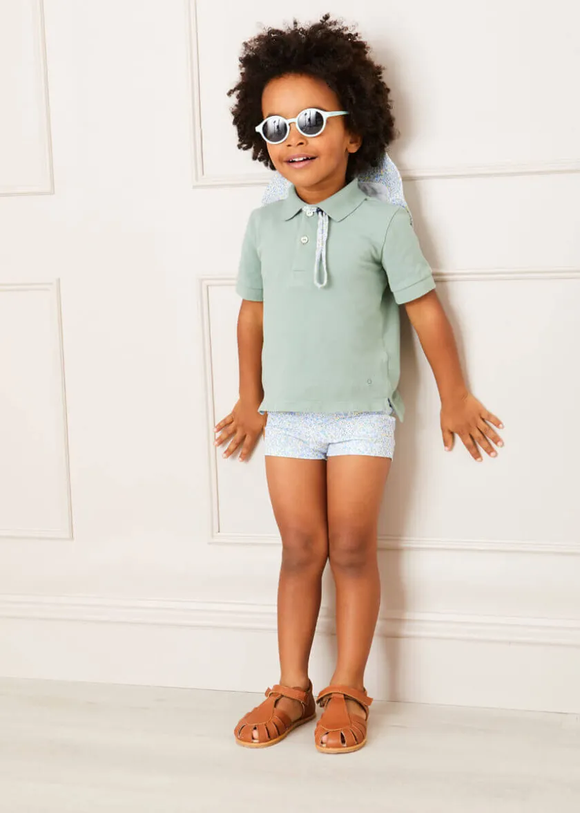 Swimwear | Tops & Shirts | Pepa London Plain Short Sleeve Polo Top in Green (2-10yrs)