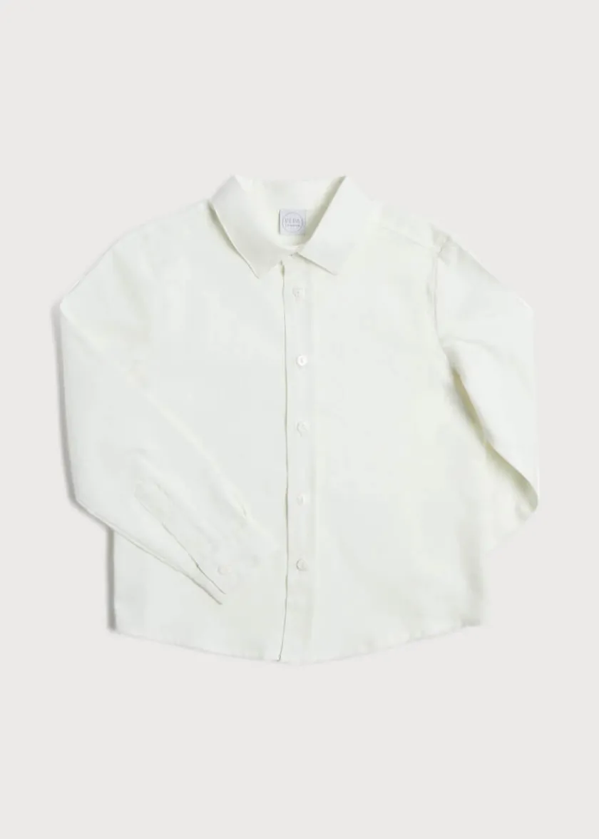 Tops & Shirts | Pepa London Polo Collar Long Sleeve Oxford Shirt in White (4-10yrs)