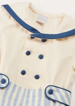 Two-piece Sets | Two-piece Sets | Pepa London Regency Stripe Mariner Collar Two Piece Set With Bloomers in Blue (6mths-3yrs)