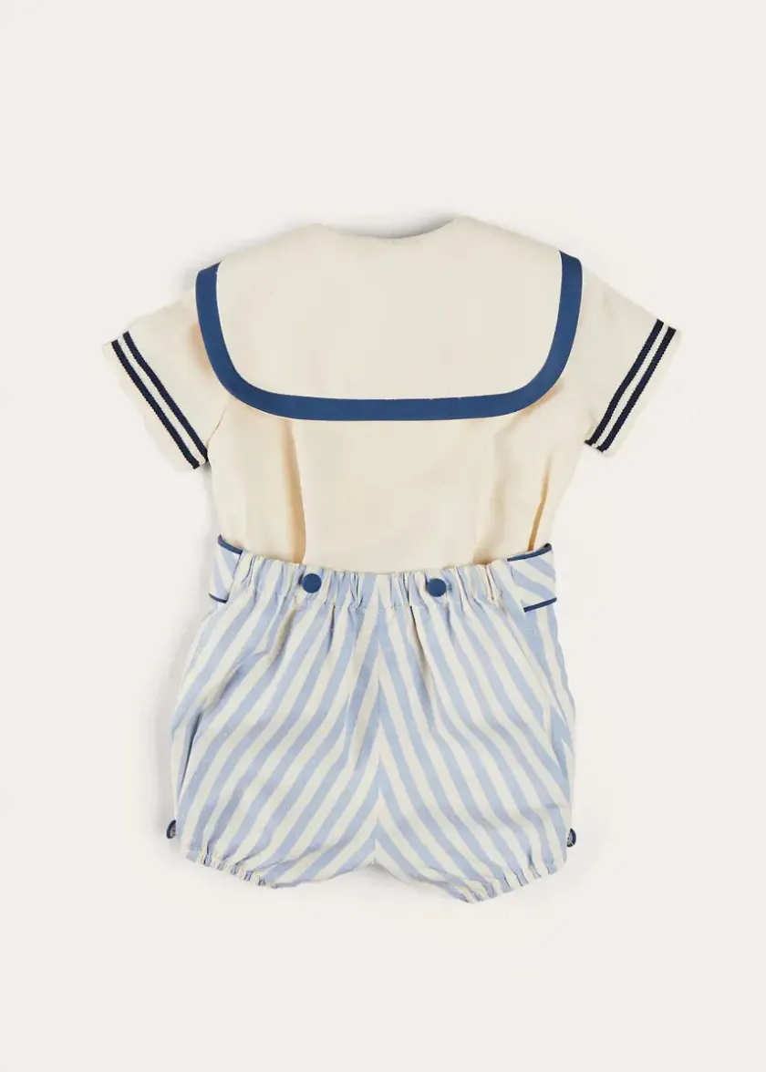 Two-piece Sets | Two-piece Sets | Pepa London Regency Stripe Mariner Collar Two Piece Set With Bloomers in Blue (6mths-3yrs)