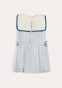 Dresses | Dresses | Pepa London Regency Striped Mariner Collar Pleated Sleeveless Dress in Blue (2-10yrs)
