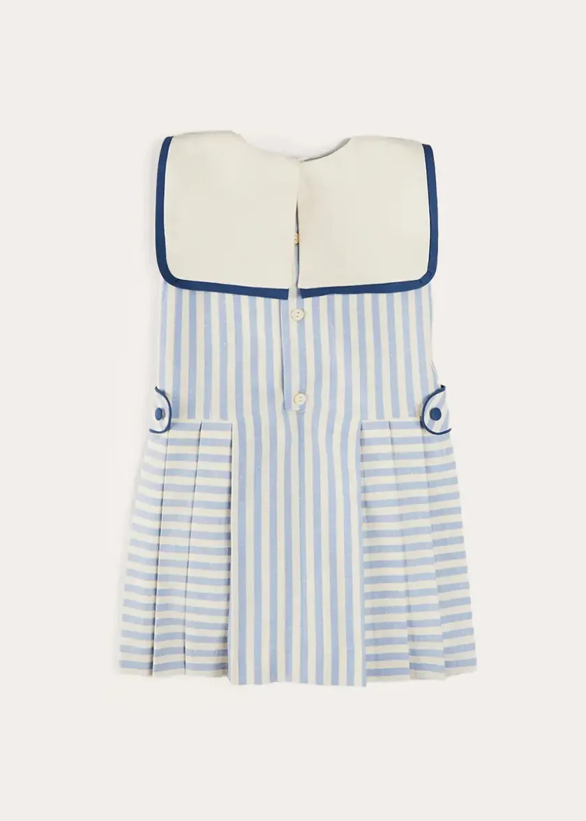 Dresses | Dresses | Pepa London Regency Striped Mariner Collar Pleated Sleeveless Dress in Blue (2-10yrs)