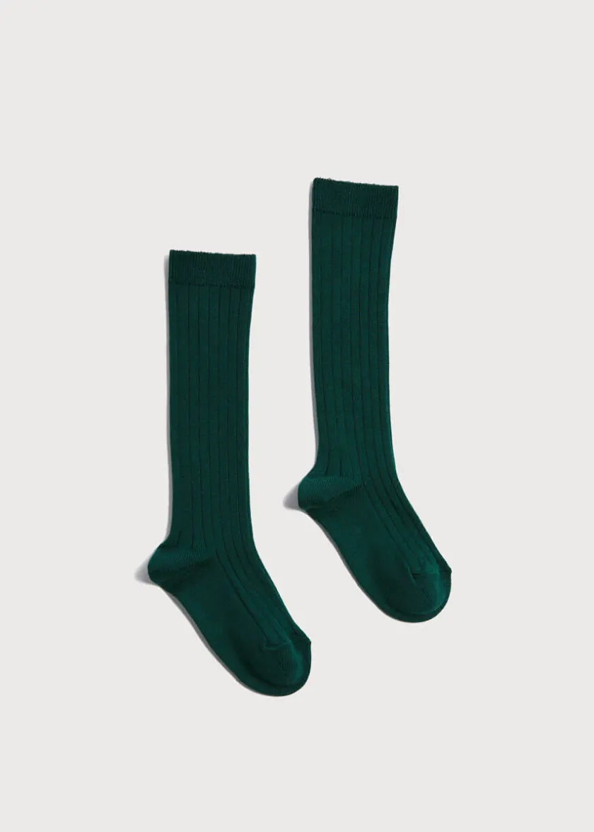 Socks | Socks & Tights | Pepa London Ribbed Knee High Socks in Bottle Green (3mths-10yrs)