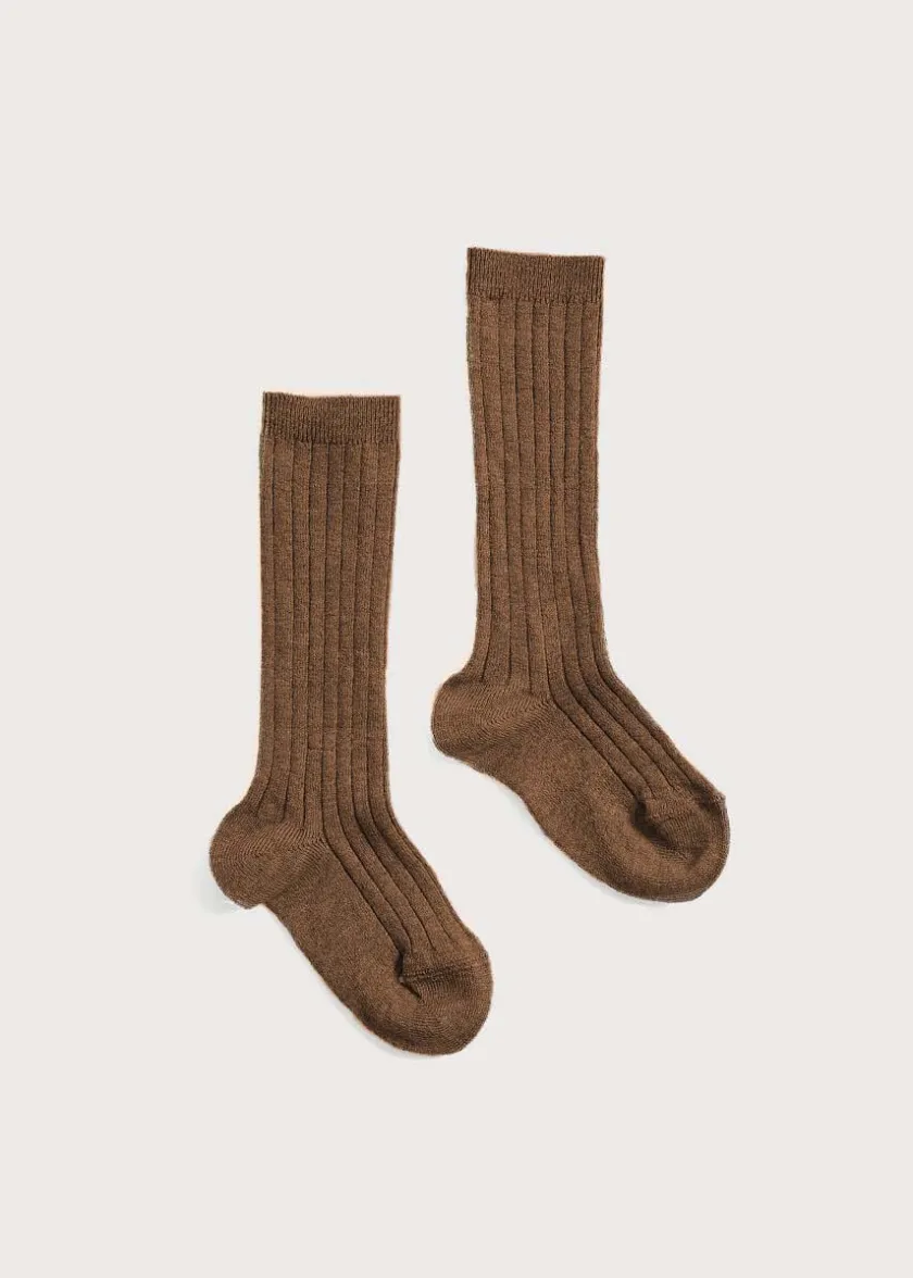 Socks | Socks & Tights | Pepa London Ribbed Knee Socks in Chocolate Brown (0mths-10yrs)