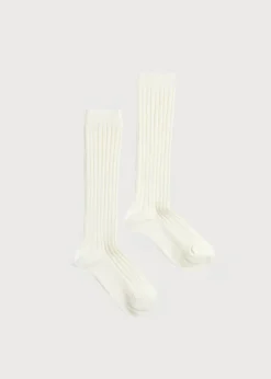 Socks | Socks & Tights | Pepa London Ribbed Knitted Knee Socks in Cream (0mths-10yrs)
