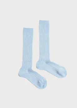 Socks | Socks & Tights | Pepa London Ribbed Knitted Knee Socks in Light Blue (3mths-10yrs)