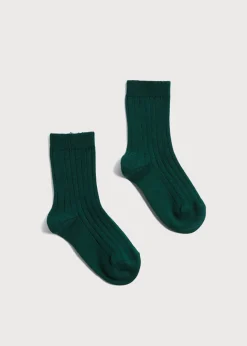 Socks | Socks & Tights | Pepa London Ribbed short socks - Bottle Green (0mths-10yrs)