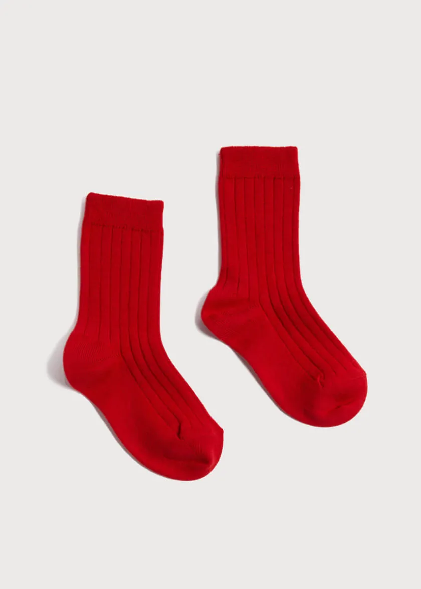 Socks | Socks & Tights | Pepa London Ribbed Shorts Socks Red (0mths-10yrs)