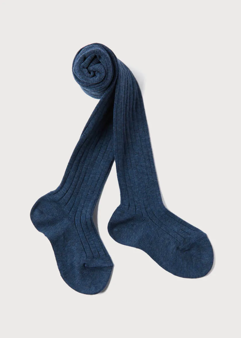 Socks & Tights | Socks & Tights | Pepa London Ribbed Tights in Denim (0mths-10yrs)