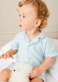 Nightwear | All In Ones | Pepa London Rochester Striped All-In-One Pyjamas in Green (9mths-2yrs)