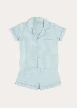 Nightwear | Nightwear | Pepa London Rochester Striped Short Sleeve Pyjamas in Green (18mths-10yrs)