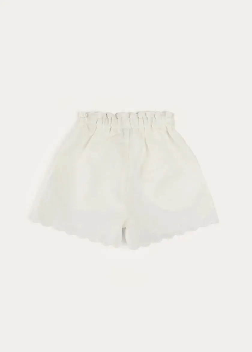 Skirts & Shorts | Pepa London Scallop Trim Embroidered Shorts in White (2-10yrs)