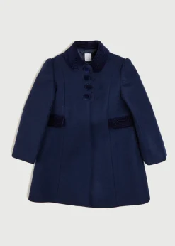 Coats & Jackets | Coats & Jackets | Pepa London Single Breasted Scallop Detail Coat In Navy (12mths-10yrs)