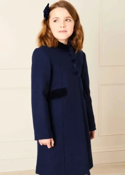 Coats & Jackets | Coats & Jackets | Pepa London Single Breasted Scallop Detail Coat In Navy (12mths-10yrs)