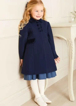 Coats & Jackets | Coats & Jackets | Pepa London Single Breasted Scallop Detail Coat In Navy (12mths-10yrs)
