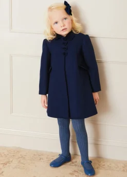 Coats & Jackets | Coats & Jackets | Pepa London Single Breasted Scallop Detail Coat In Navy (12mths-10yrs)