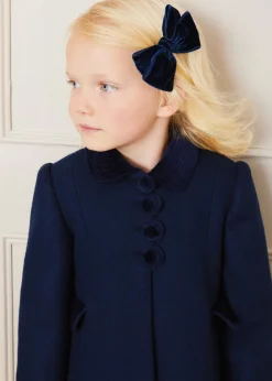 Coats & Jackets | Coats & Jackets | Pepa London Single Breasted Scallop Detail Coat In Navy (12mths-10yrs)