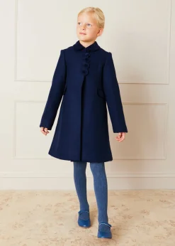 Coats & Jackets | Coats & Jackets | Pepa London Single Breasted Scallop Detail Coat In Navy (12mths-10yrs)