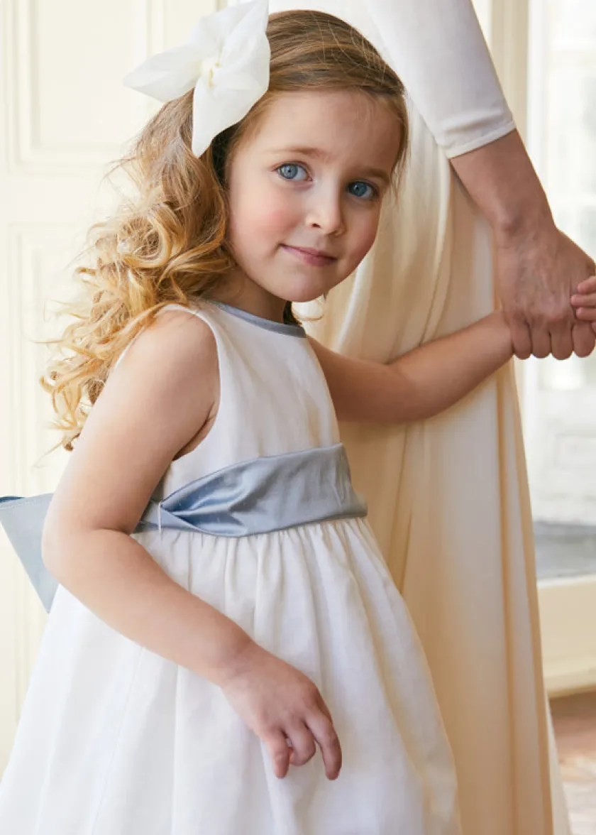 Dresses | Dresses | Pepa London Sleeveless Ivory Flower Girl Dress with Blue Silk Sash (6mths-10yrs)