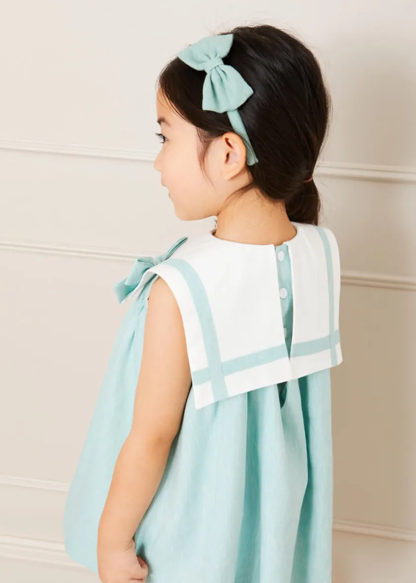 Dresses | Dresses | Pepa London Sleeveless Trapeze Dress With Bow Detail in Green (12mths-10yrs)