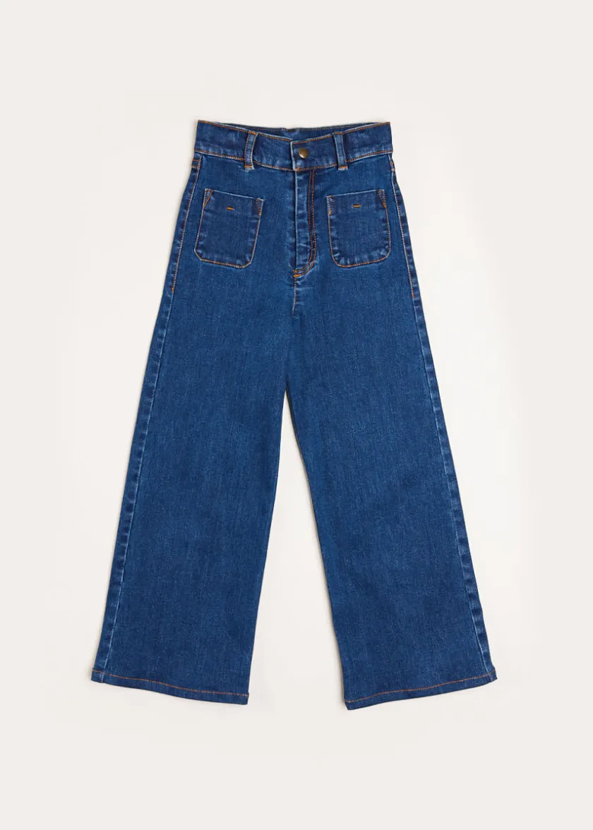 Trousers | Pepa London Soft Denim Wide Leg Trousers in Denim Blue (3-10yrs)