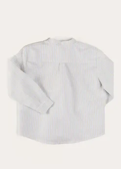 Tops & Shirts | Shirts | Pepa London Stafford Striped Mao Collar Long Sleeve Shirt in Yellow (12mths-10yrs)