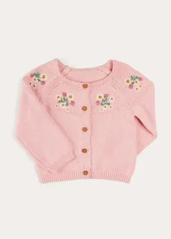 Knitwear & Cardigans | Knitwear & Cardigans | Pepa London Strawberry Embroidery Cardigan in Pink (12mths-6yrs)