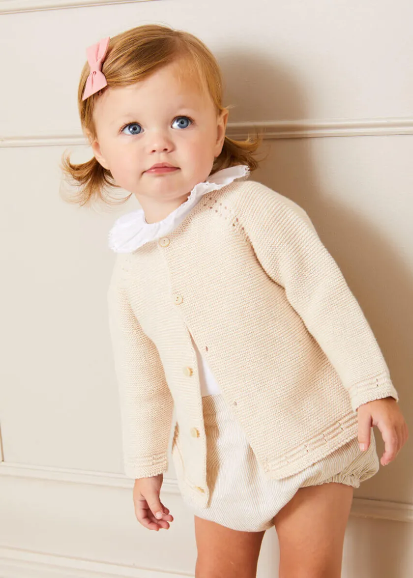 Bloomers, Shorts & Trousers | Bloomers & Shorts | Pepa London Striped Button Detail Bloomers in Beige (3mths-3yrs)
