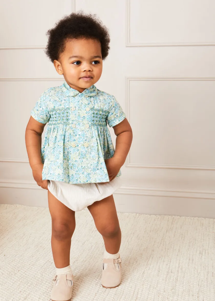 Bloomers, Shorts & Trousers | Bloomers & Shorts | Pepa London Striped Button Detail Bloomers in Beige (3mths-3yrs)