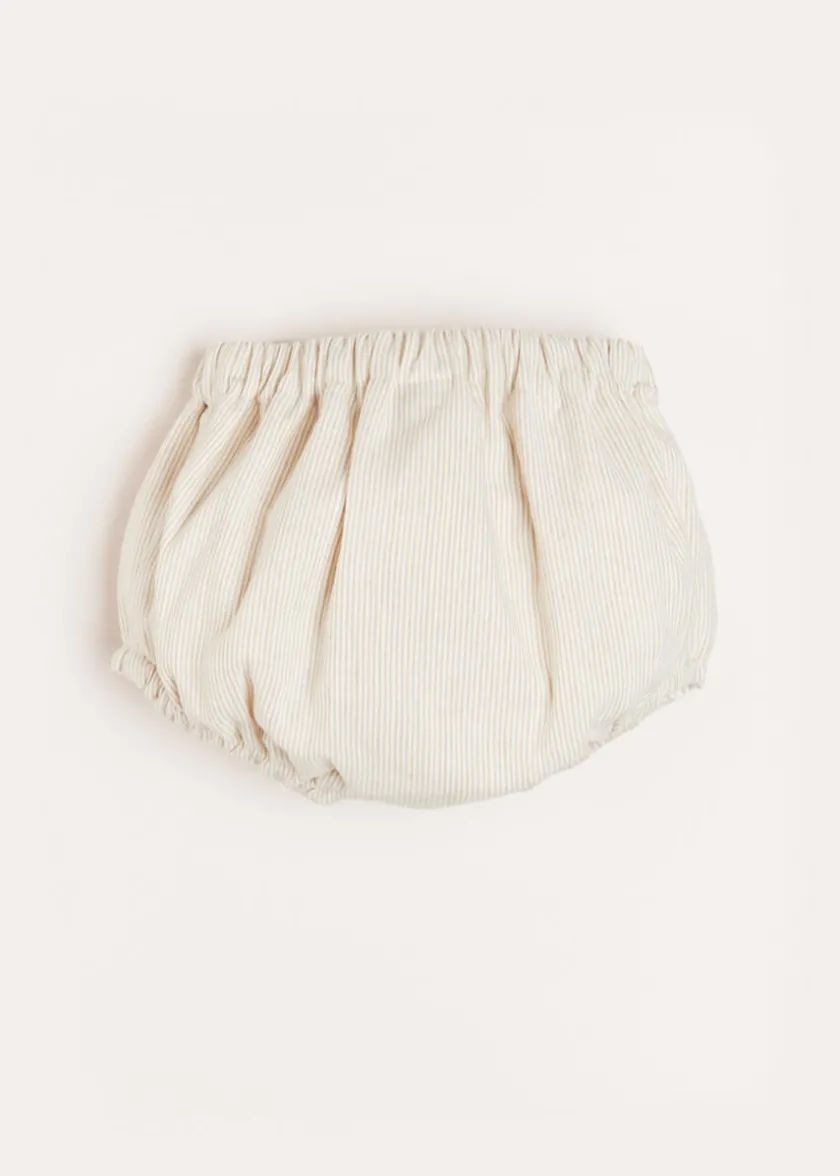 Bloomers, Shorts & Trousers | Bloomers & Shorts | Pepa London Striped Button Detail Bloomers in Beige (3mths-3yrs)