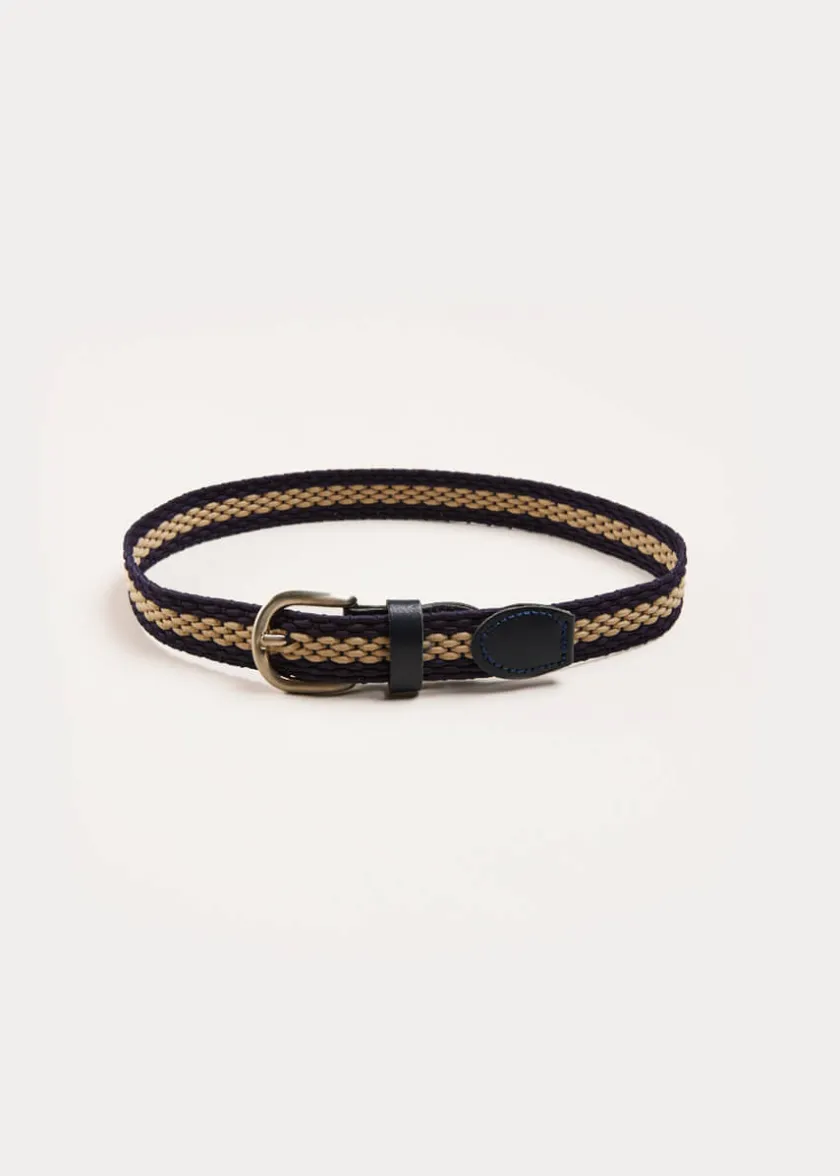 Belts & Braces | Pepa London Striped Leather Braided Belt in Blue (XS-S)