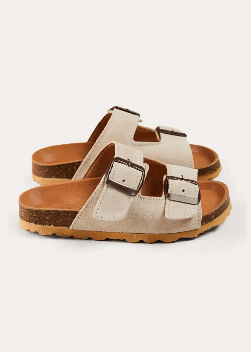 Sandals | Sandals | Pepa London Suede Buckle Detail Sandals in Beige (28-35EU)
