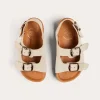 Sandals | Sandals | Pepa London Suede Buckle Detail Strappy Sandals in Beige (21-27EU)