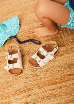 Sandals | Sandals | Pepa London Suede Buckle Detail Strappy Sandals in Beige (21-27EU)