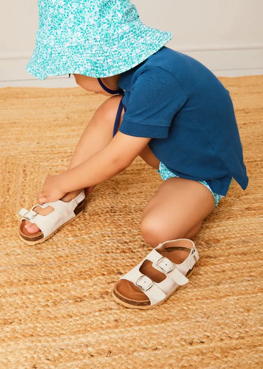 Sandals | Sandals | Pepa London Suede Buckle Detail Strappy Sandals in Beige (21-27EU)