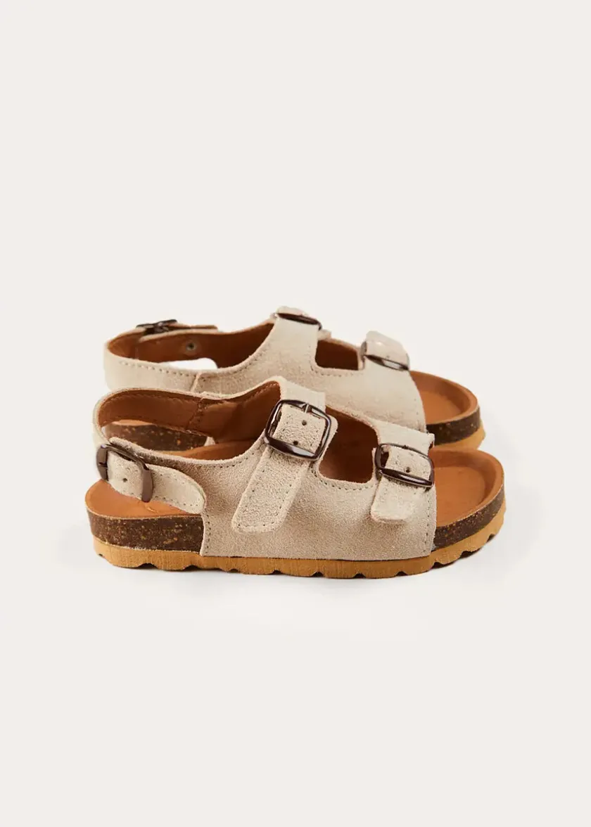 Sandals | Sandals | Pepa London Suede Buckle Detail Strappy Sandals in Beige (21-27EU)