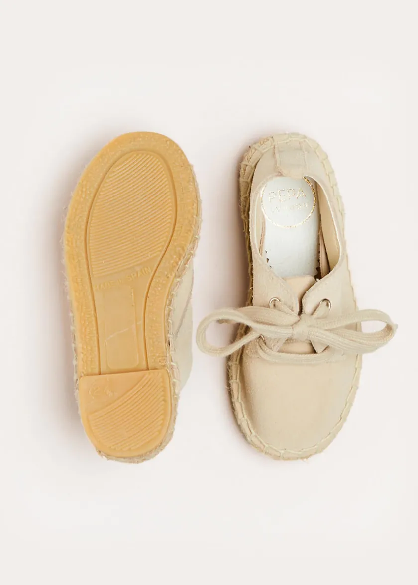 Sandals | Sandals | Pepa London Suede Lace-up Espadrilles in Beige (24-35EU)
